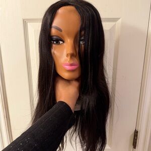 ISEE Yaki Straight Drawstring Half Wig Invisible Hairline Flip Over Wig.